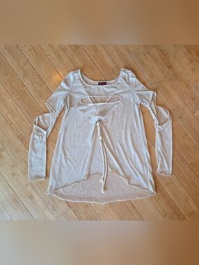 KVD Los Angeles (Kat Von D) Cream Cutout Long-Sleeve Top with Rope Detail